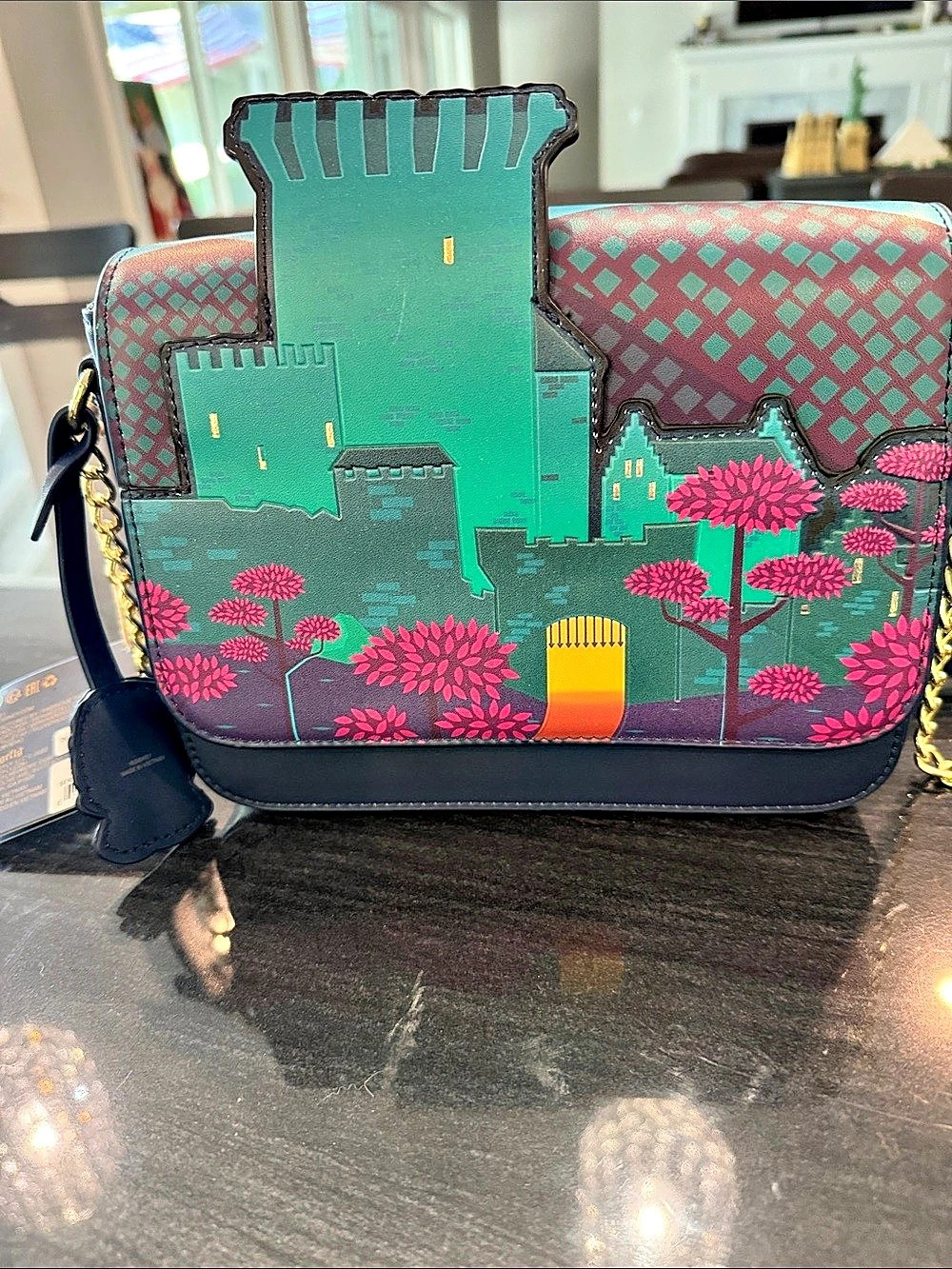 Loungefly Brave Princess Merida Castle Crossbody Bag Blue & Pink NWT